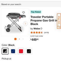 Weber Traveler Portable Propane Grill – Brand New in Box