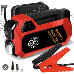 Car Jump Starter With Air Compressor - 150 PSI Portable Power Station & Tire Inflator Emergency Car Battery Booster
