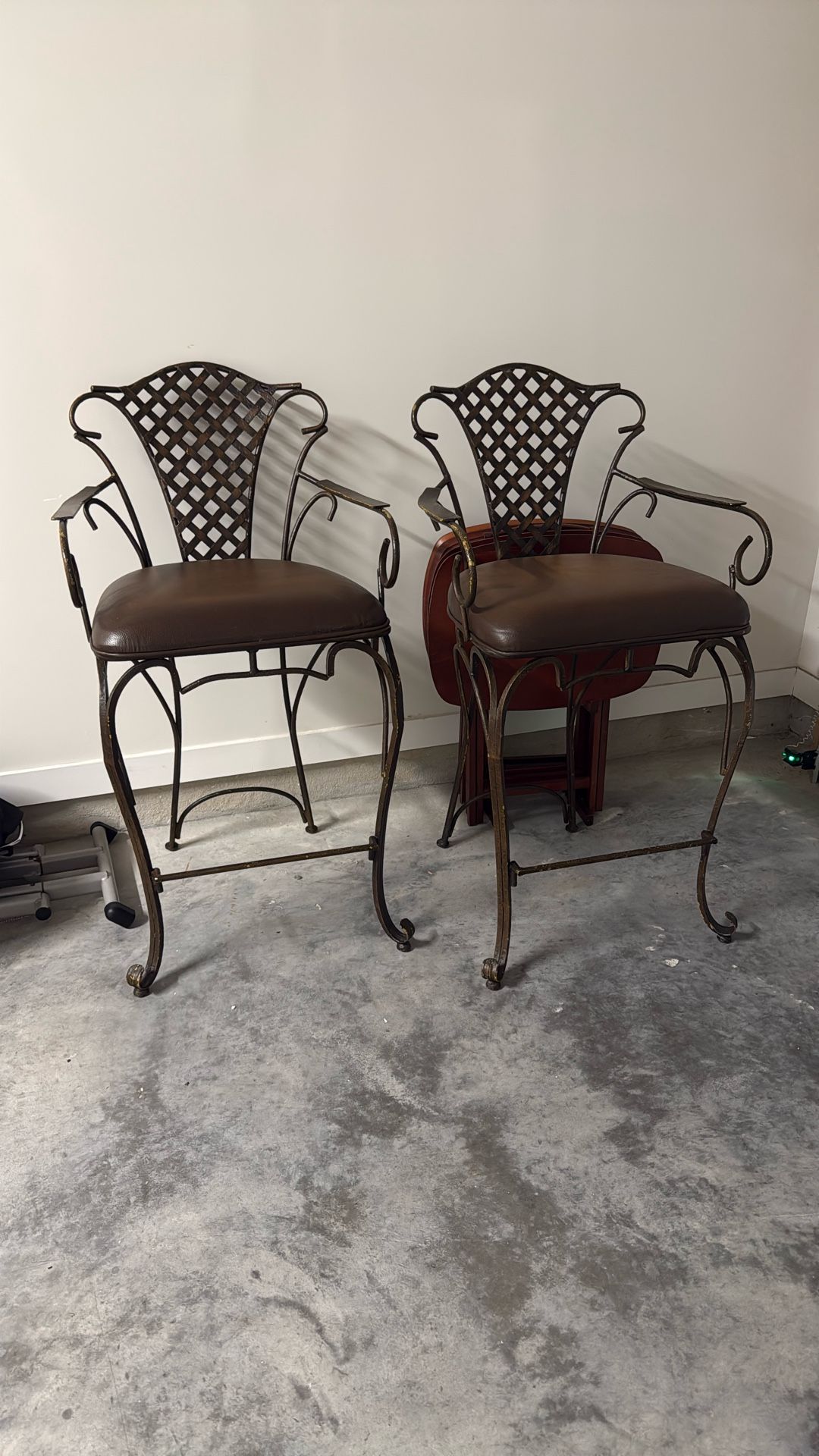 2 Wrought Iron Bar Stools