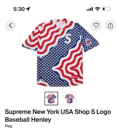 Supreme New York USA Shop S Log Baseball Henley Flag Jersey SIZE XL & L