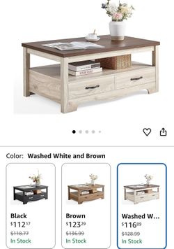 Farmhouse Coffee Table with Storage, Wood Coffee Table $70