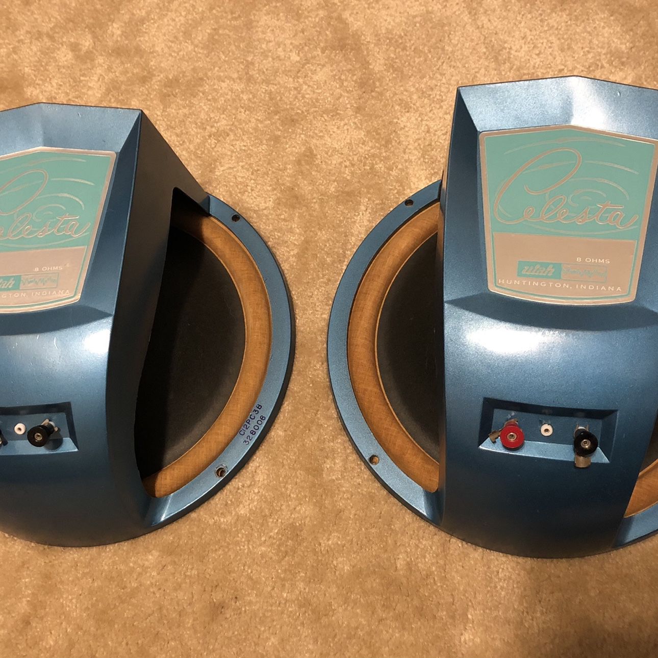 Utah 8 Ohm 12” Pair Stereo Speakers RARE