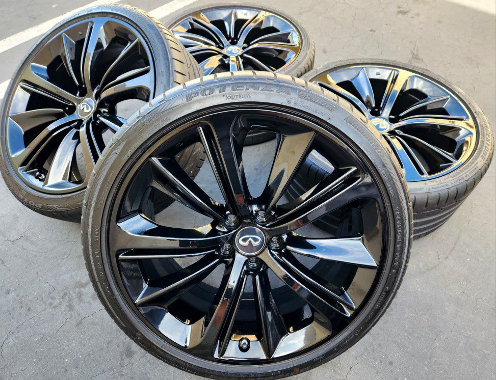 20” Infiniti Q60 Gloss black OEM wheels and tires