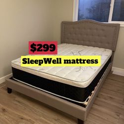 Queen Size Bed Frame With Pillow Top Mattress Included 