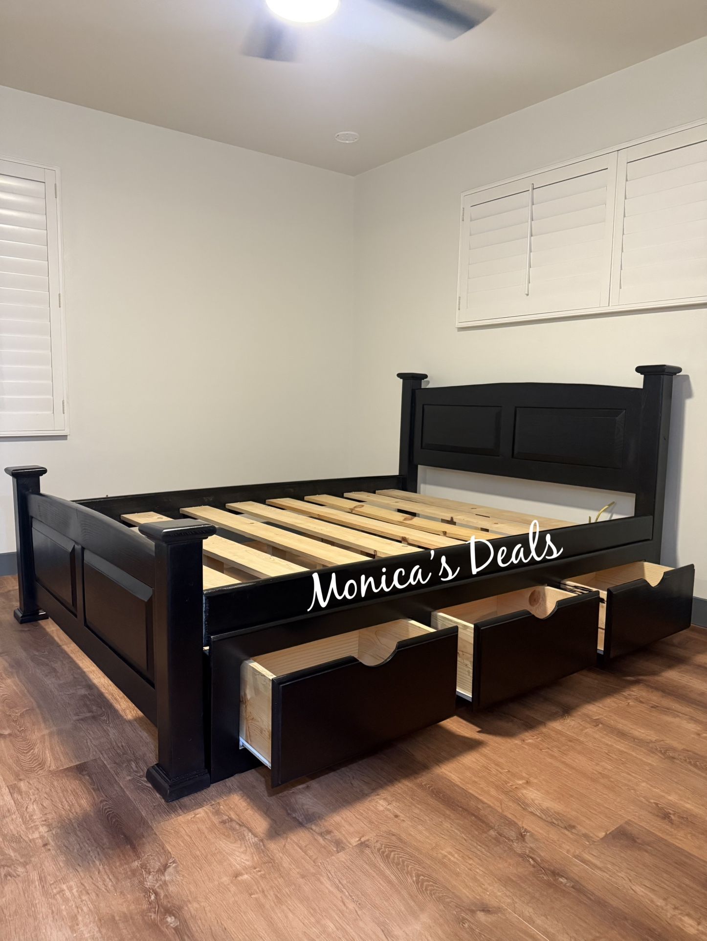 Queen Solid Wood Bed Frame With 3 Drawers $600