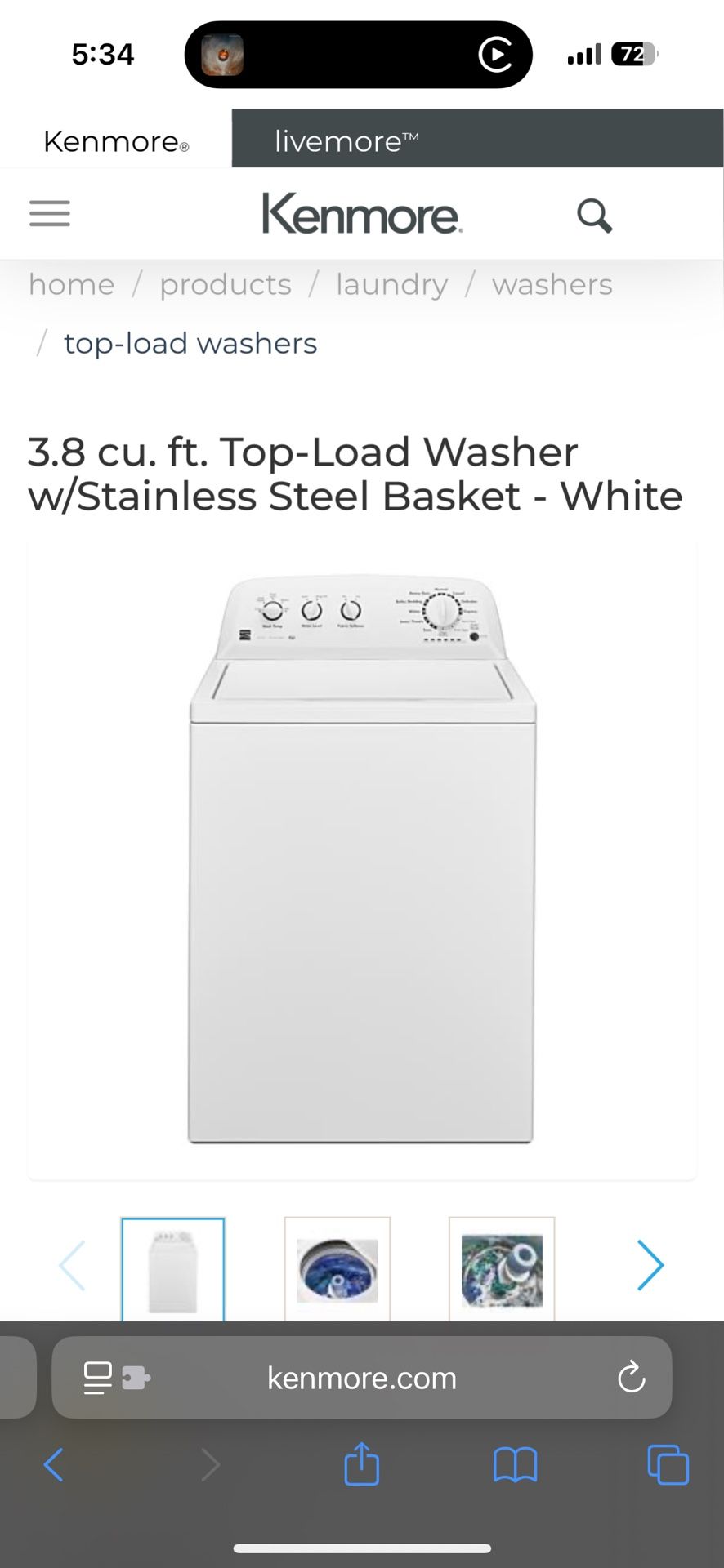Kenmore Top Loading Washing Machine