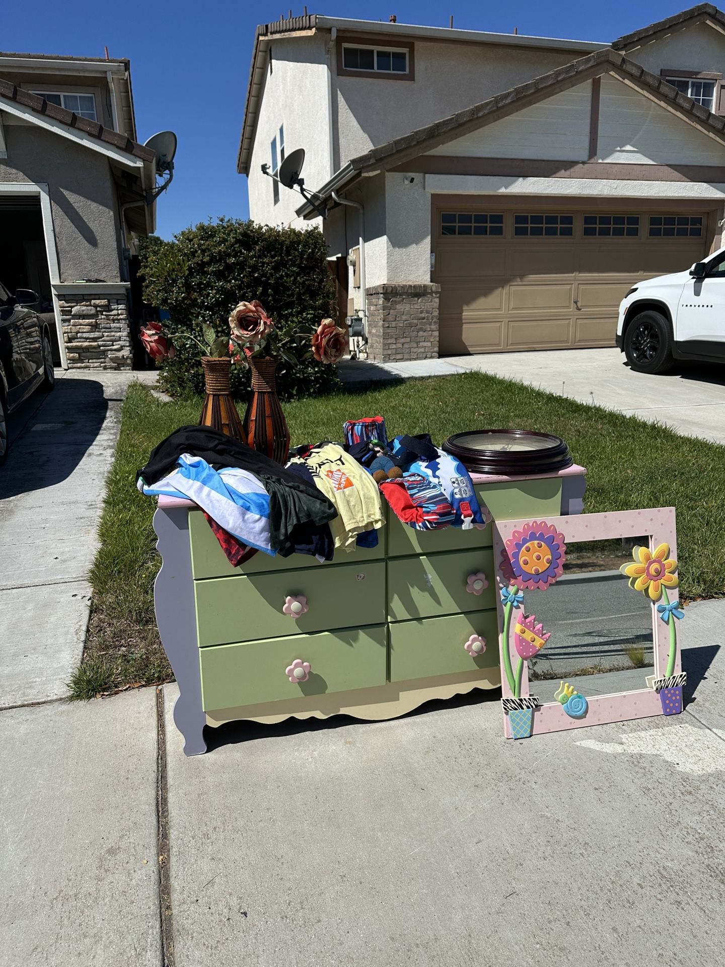Free Kids dresser, Desk & Soccer Jerseys & Mirror Etc