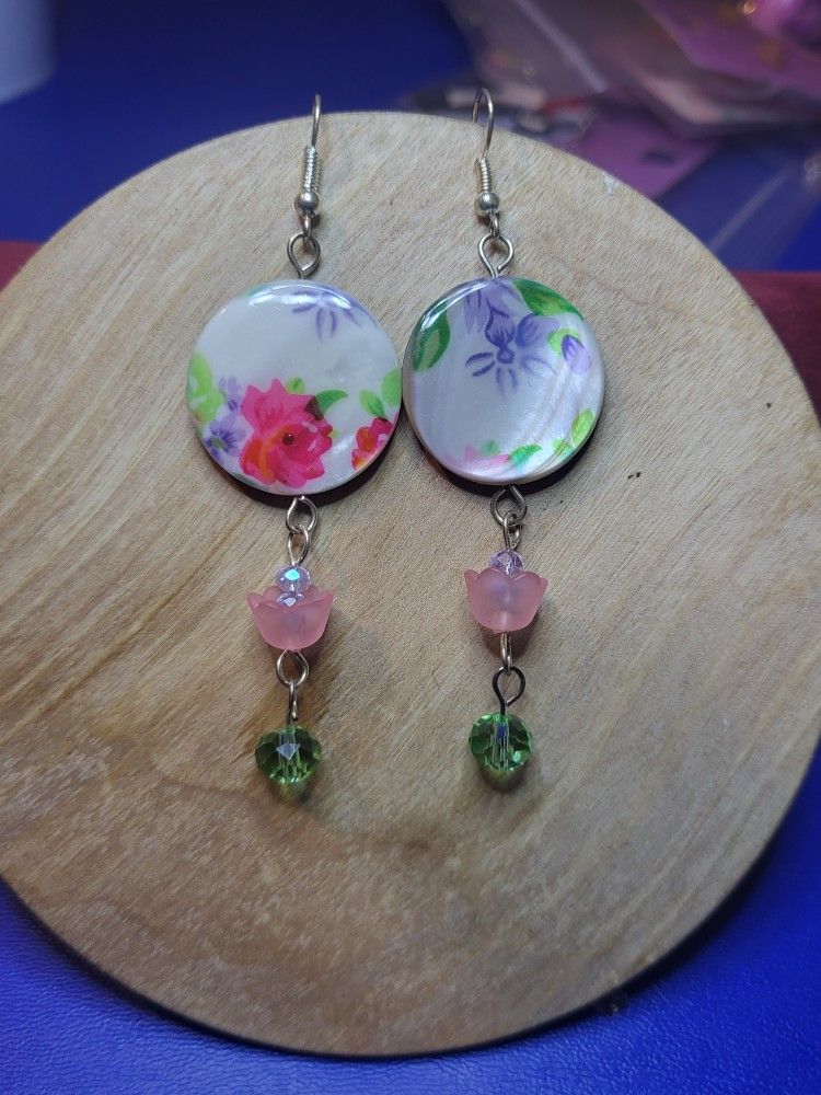 Beautiful Handmade Flower Dangle Earrings