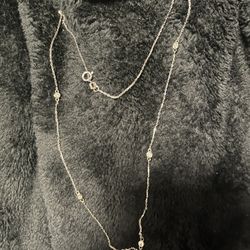 14 Karat White Gold Five Diamond Necklace