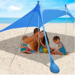 Beach Canopy Tent Sun Shade with UPF 50+ UV Protection, Beach Tent Sun Shelter with Sandbags, Poles and Ground Pegs and Anti-Wind Ropes for Outdoor, C