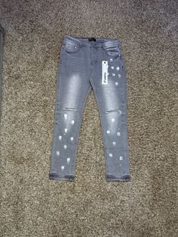 Grey purple jeans
