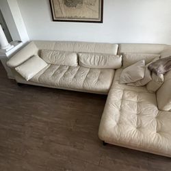 Roche Bobois White/Cream Leather Couch 