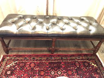 Thomasville Leather and Wood Bench