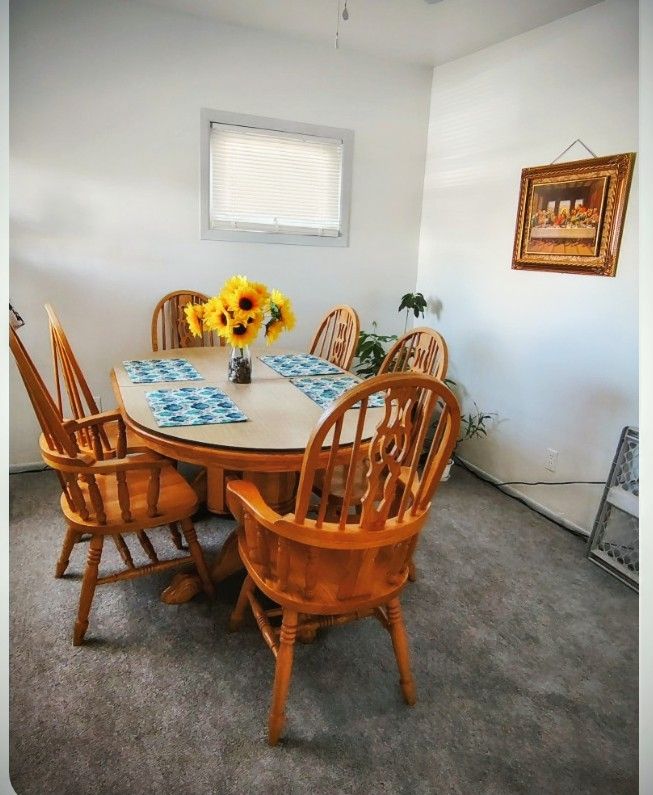 Dining Set W 6 Chairs Solid Wood.