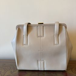Dramatic Price Drop: Vintage (80s) Premium NEVER USED IMMACULATE Light Taupe Lambskin Shoulder Bag By DKNY