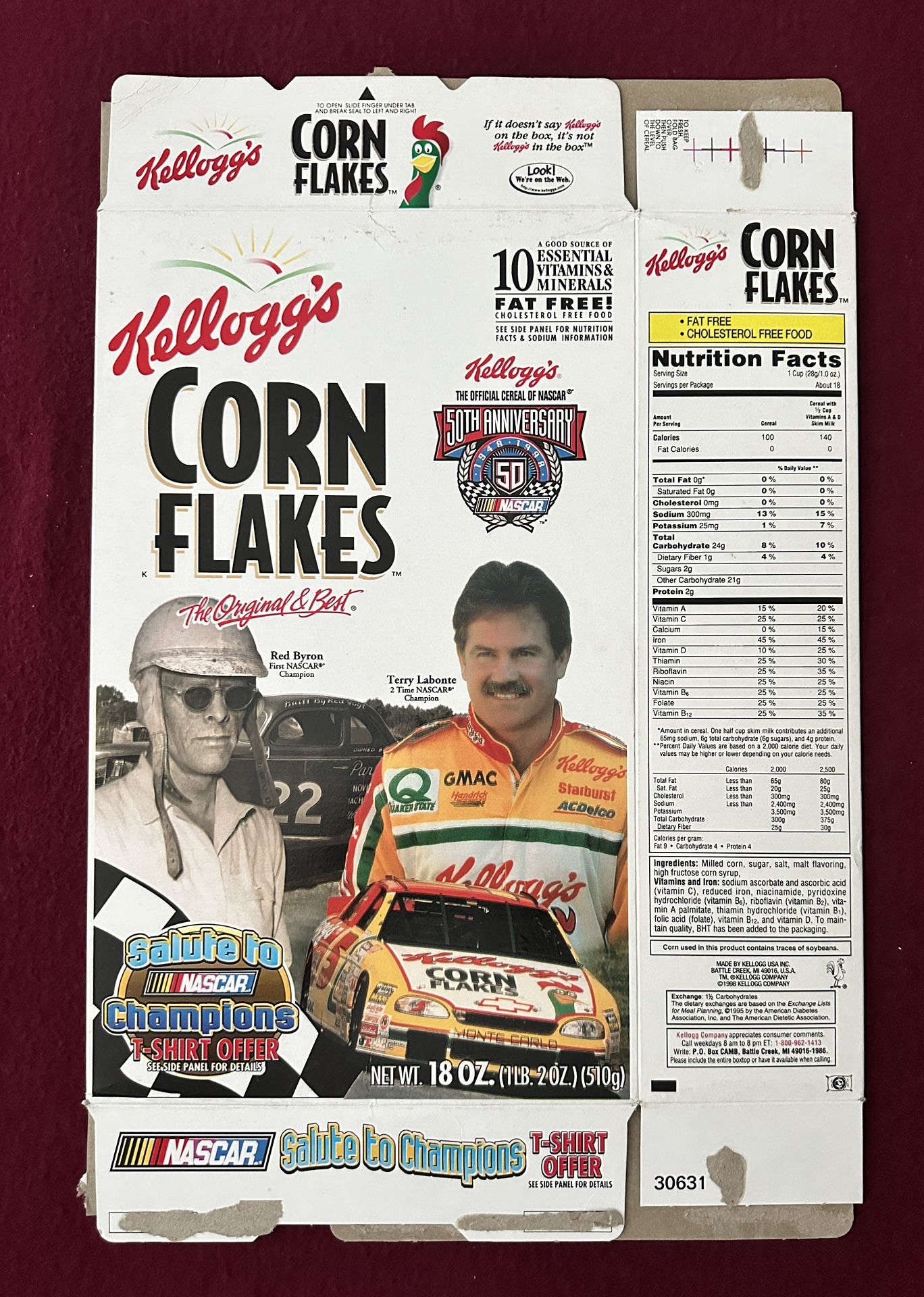 Terry Lebonte Mini Kelloggs Cereal Box - 2001 NASCAR Promotion Card