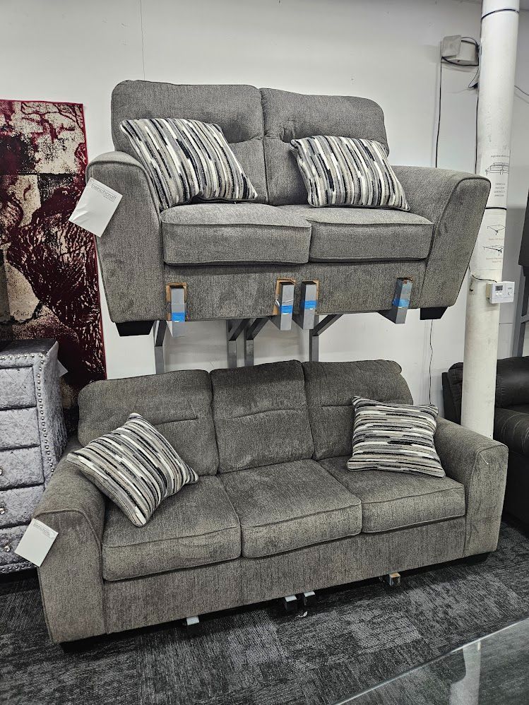 New finance delivery service available Ashley Olten gray color sofa loveseat living room 2pc special