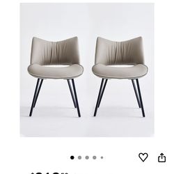 A PlushComfort 2-pc Accent Dining Chairs Grey Faux Leather