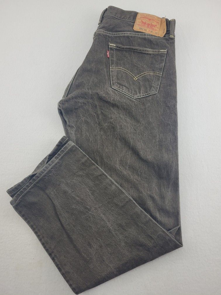 VTG Levi's Straight Leg 501XX Jeans Men's 36x32 Black Denim Button Fly Dark Wash