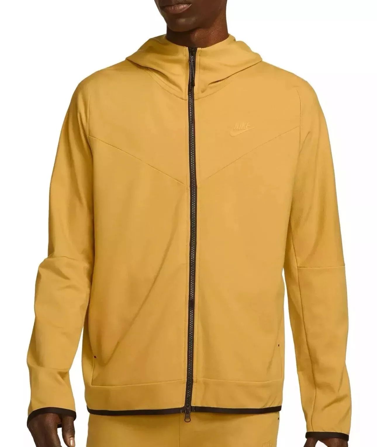 Nike Tech Essentials Zip Sport Hoodie Athletic Jacket Gold Beige Mens Large New