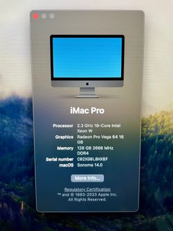 iMac Pro 27” - Intel Xeon W (18 cores) - 128GB ECC RAM - 2TB NVMe - Radeon Pro Vega 64 16GB