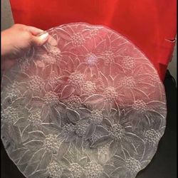 Mikasa Poinsettia Crystal Frost Hostess Platter 