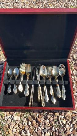 Gold-Tone Flatware Set in Storage Case