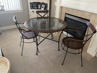 Iron Wood Glass Table