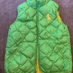 VTG RALPH LAUREN POLO Neon Nylon Kids BUBBLE PUFFER VEST Size Medium (8-10)