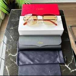 Cartier Big C Sunglasses Gold Brown Tint SHIPS SAME DAY