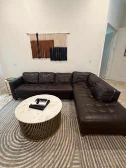Dark Brown Leather Sectional Sofa