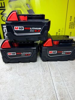 Milwaukee EACH $85 M18 18-Volt 5.0 Ah Lithium-lon XC Extended Capacity Battery Pack NEW EACH $85