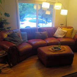 FREE Curved Red Leather Couch