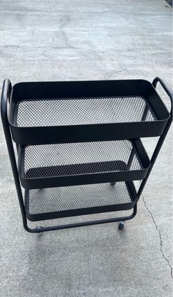 Black 3-Tier Metal Rolling Cart
