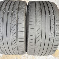 Two Premium Tires 325/35/22 Continental Contisportcontact With 70-75% Left Excellent Pair Mercedes GLE 63
