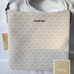 Michael Kors Jet Set Travel Large Metallic Signature logo Bag Rose Gold