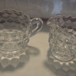 Vintage Fostoria American Pattern Creamer and Sugar Set