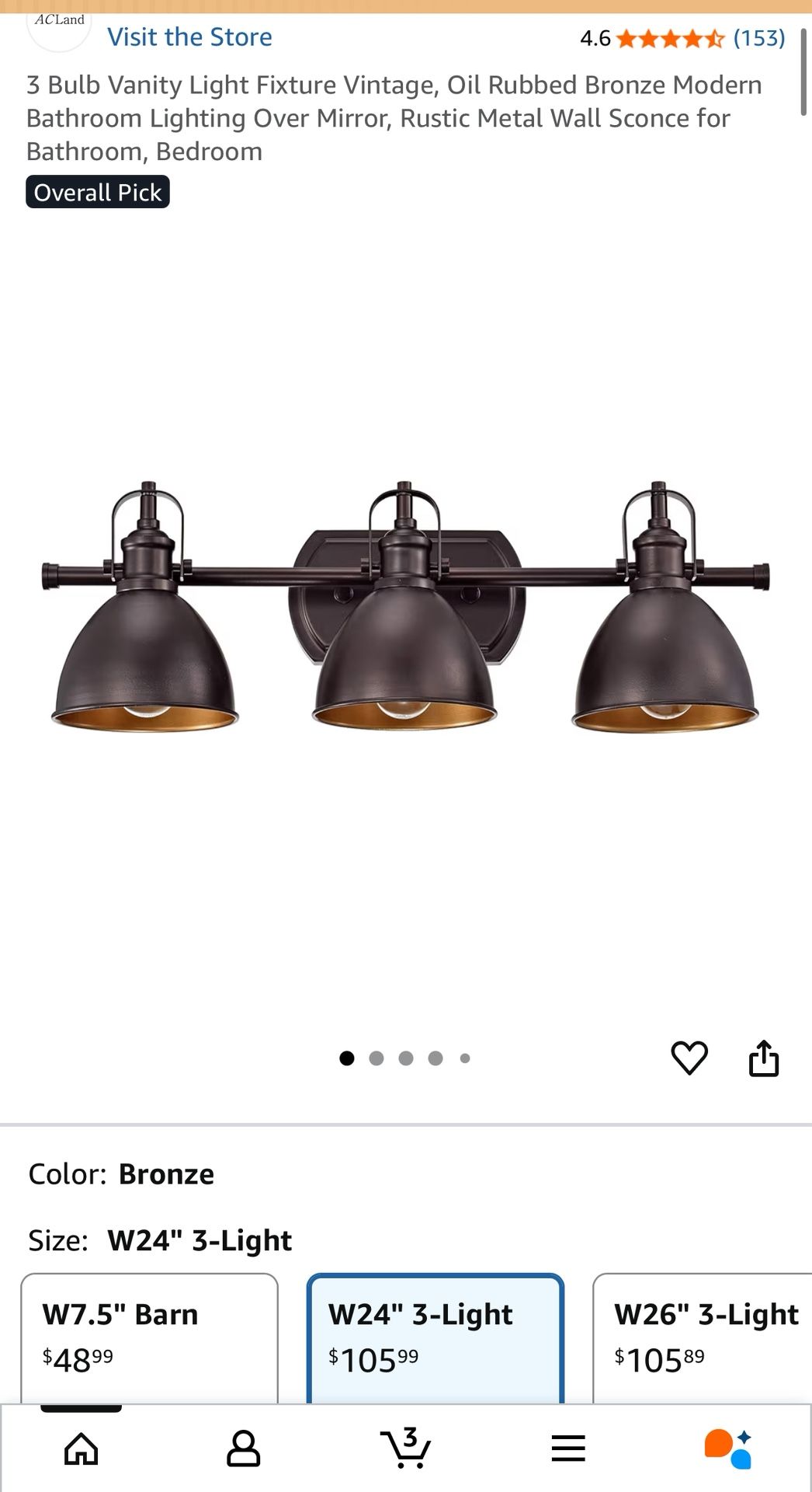 3 Bulb Vanity Light Fixture Vintage Oil Rubbed Bronze Rustic Bathroom Lighting Over Mirror