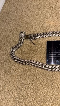 Iced out silver moissanite chain