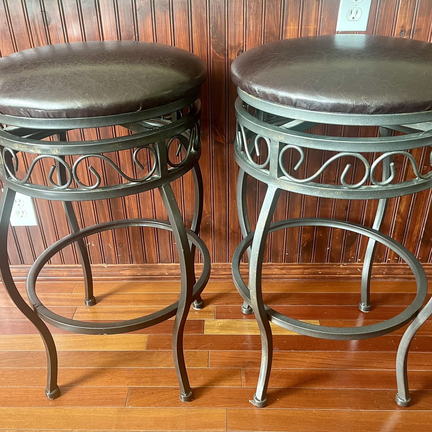 Brown Leather Stools 