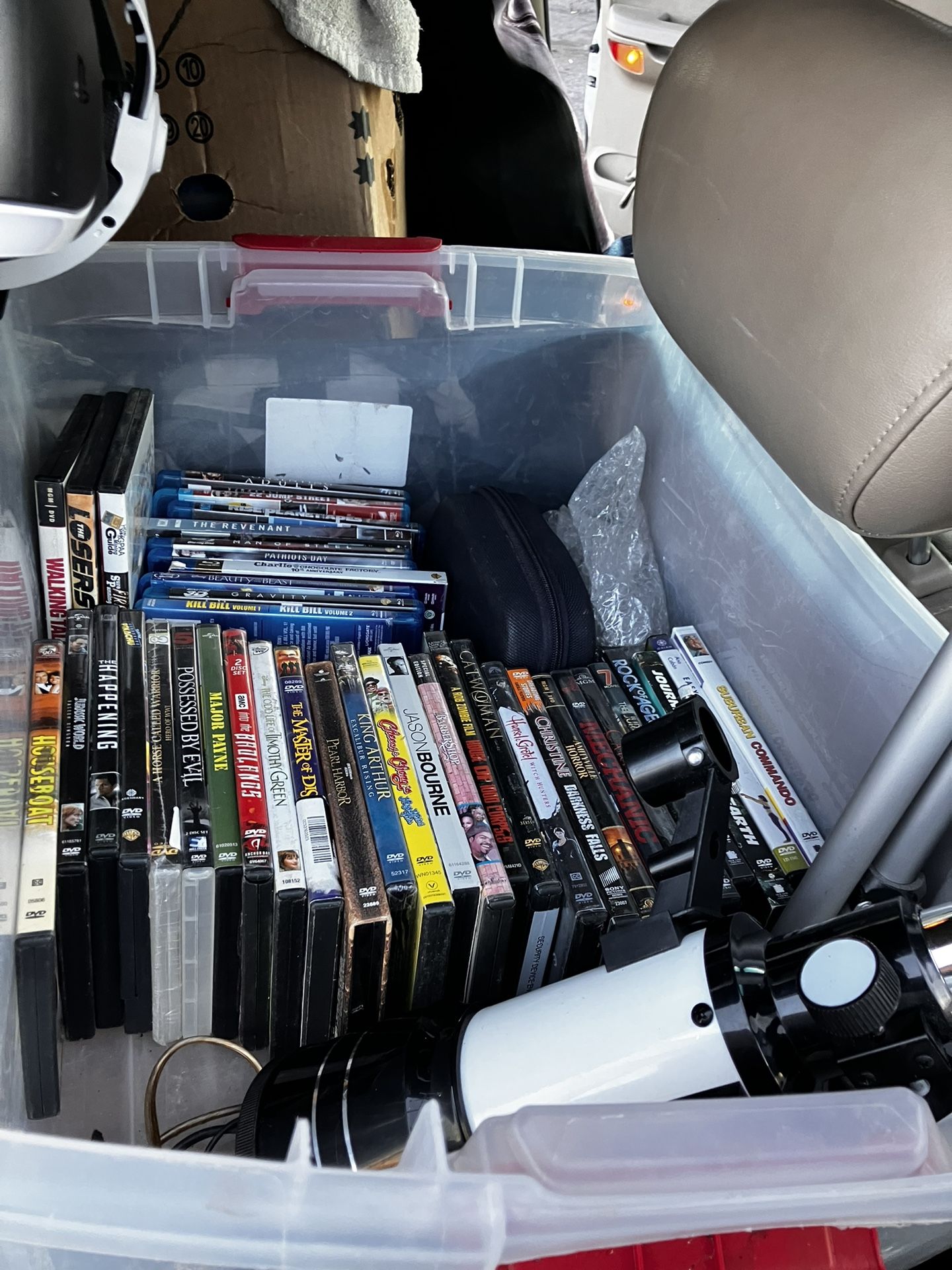 Box Of DVDs Blue Rays And Video Games