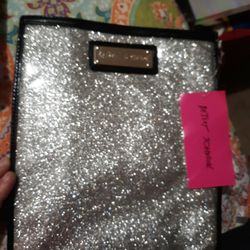 Betsey Johnson Silver Glitter Computer Table Padded Sleeve Cover