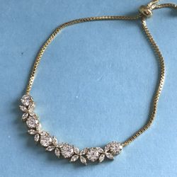 Crystal XO Style Bracelet Beautifully Detailed Gold Plated- Adjustable Length *Ship Nationwide Or Pickup Boca Raton