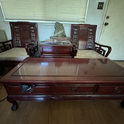 Ornate Chinese Hardwood Furniture Set