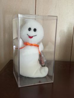 Ty Beanie Baby Ghost Plush with Display Case