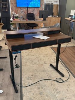 Brand new electric standing desk with shelves and drawers height adjustable work desk, home office desk, computer desk, study desk