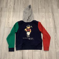 Ralph Lauren POLO Bear Black Kids Pullover Sweatshirt Hoodie Size L (14-16)