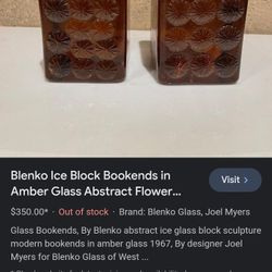 Amber Glass Bookends Vintage 