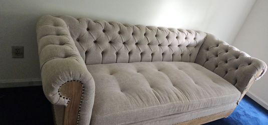 Deconstructed English Roll Arm Sofa with Tufting