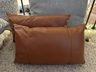 2 Leather couch pillows- Never Used